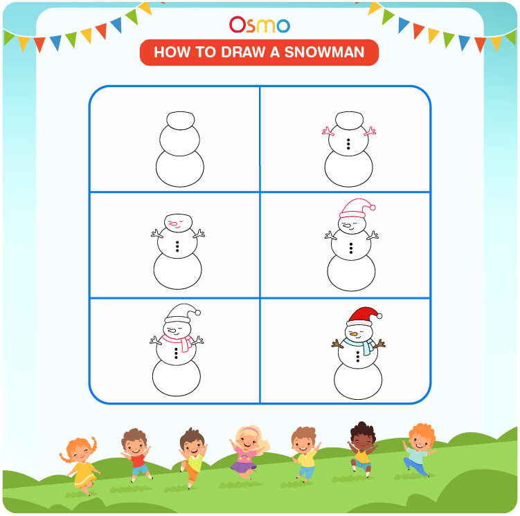 printable how to draw a snowman 