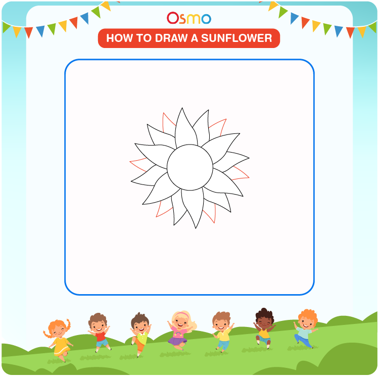 how to draw a sunflower - 3