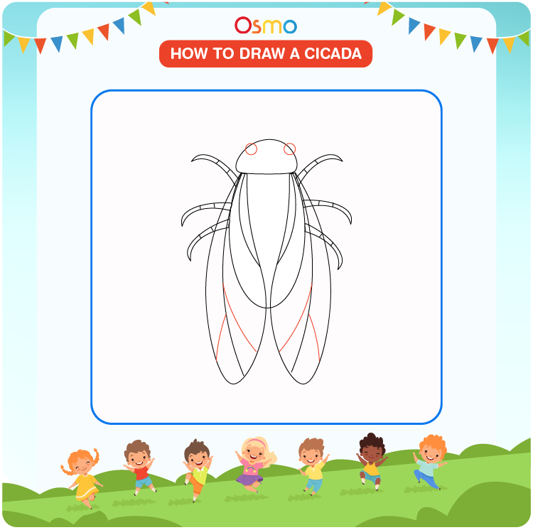 how to draw a cicada - 8
