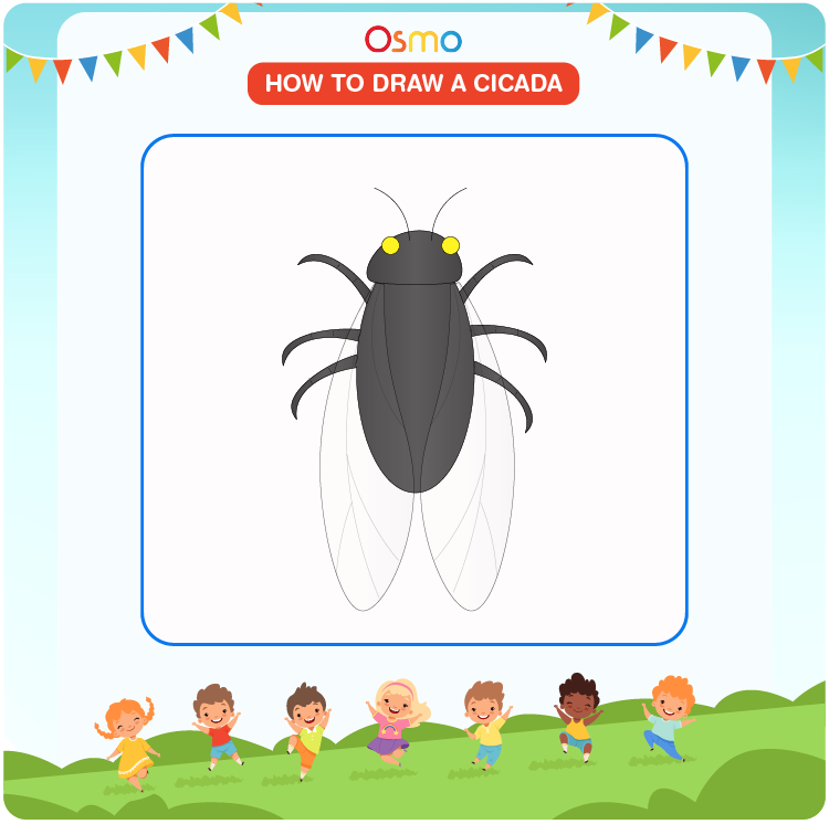 how to draw a cicada - 10