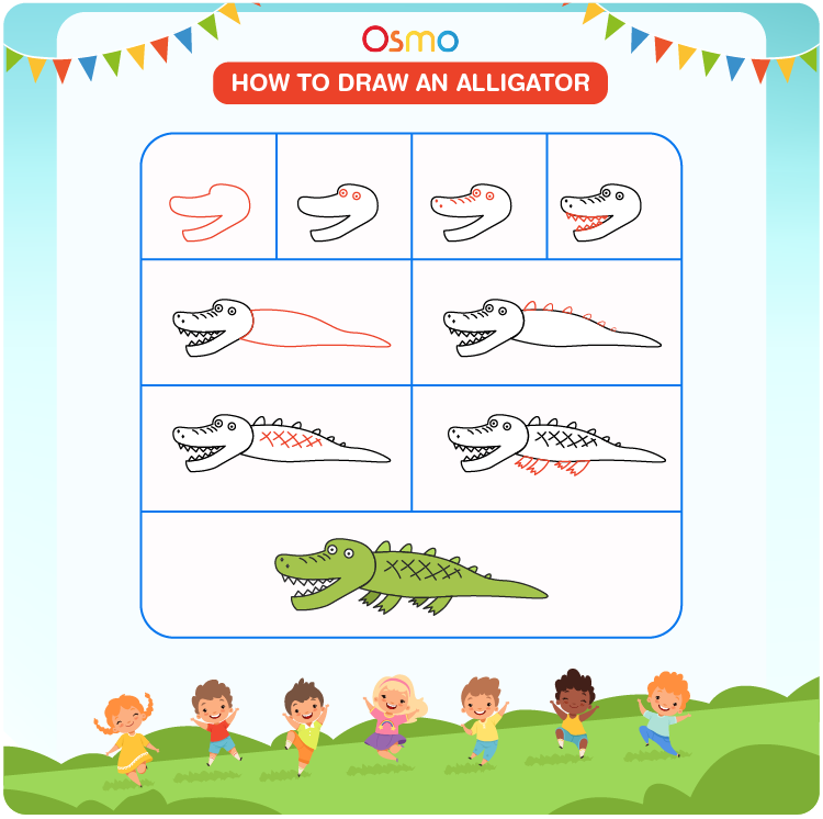 printable alligator drawing for kids
