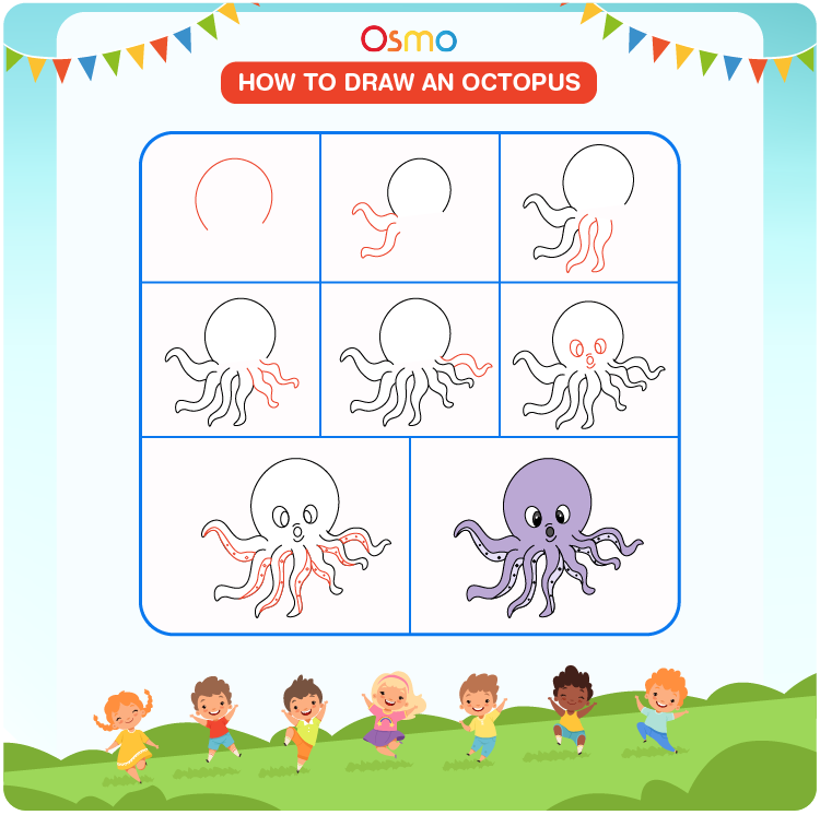 How to Draw an Octopus | A Step-by-Step Tutorial for Kids