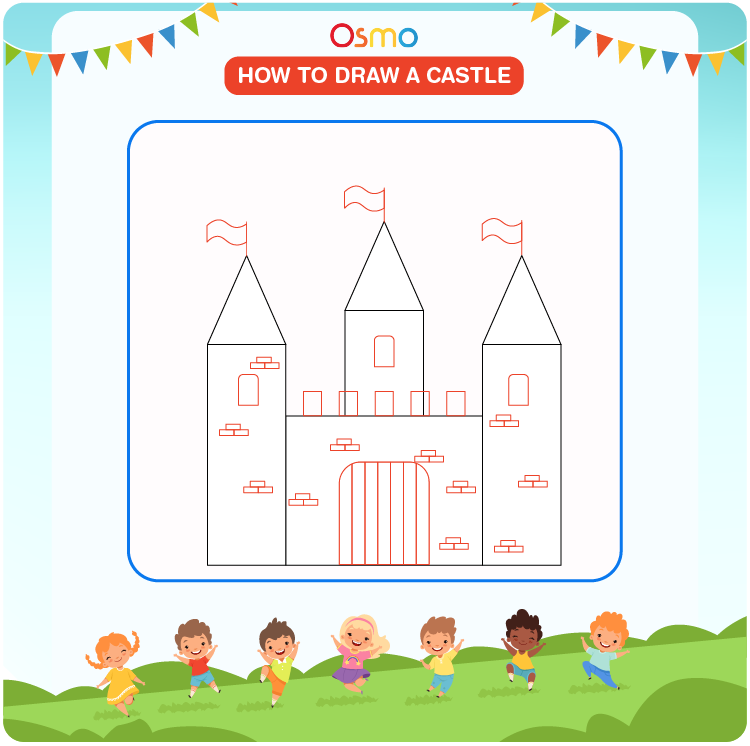 How to draw a castle step by step (very easy) | Drawings, Easy drawings,  Draw