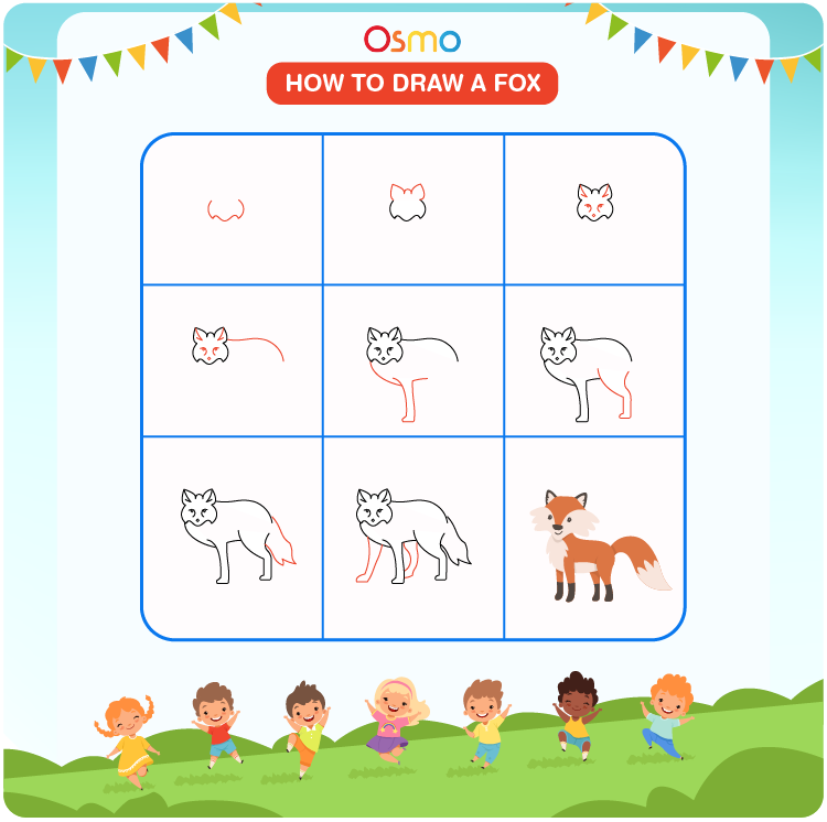 Drawing Lesson For Children Drawing Tutorial With Fox Step By Step Repeats  The Picture Kids Activity Art Page For Book Vector Illustration Stock  Illustration - Download Image Now - iStock