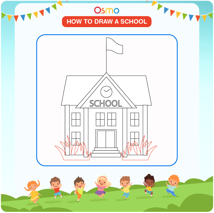 How To Draw a School - Easy Step By Step Tutorial - Made with HAPPY
