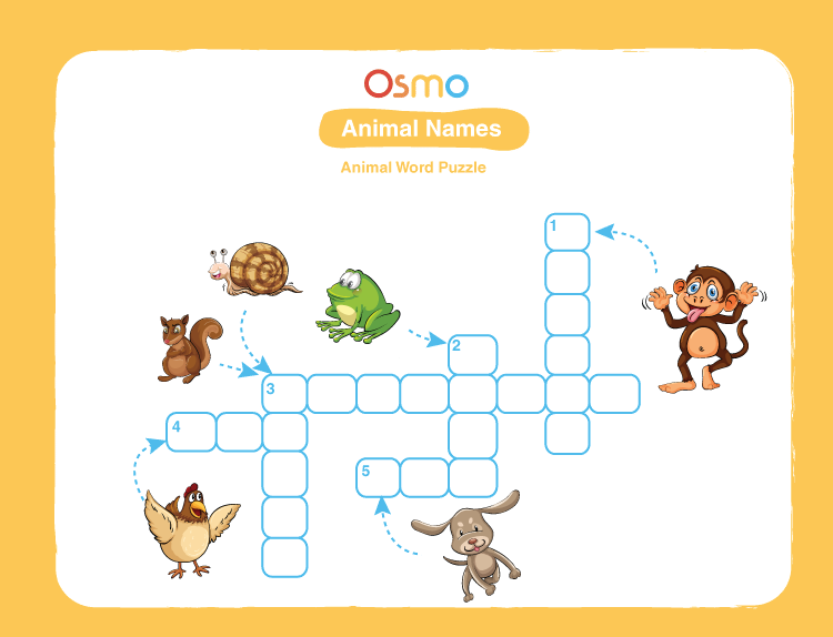 Check animal names crossword puzzles for kids