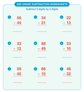 free math worksheets for 2nd grade subtraction