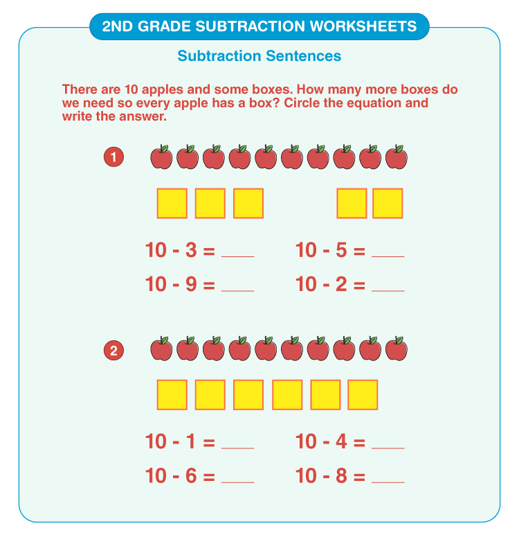 Solve the word problems: Free printable subtraction 2nd grade math worksheets
