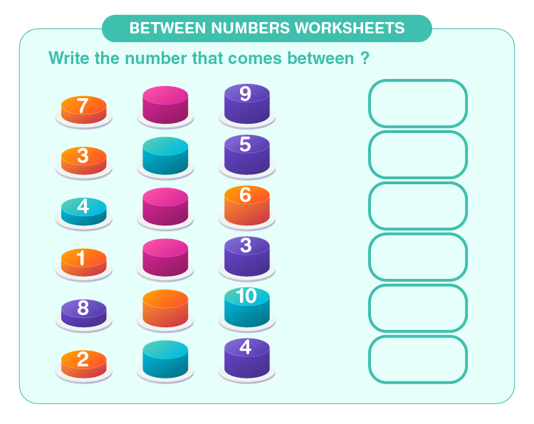 Fill the between numbers on the worksheet: Printable between number worksheets