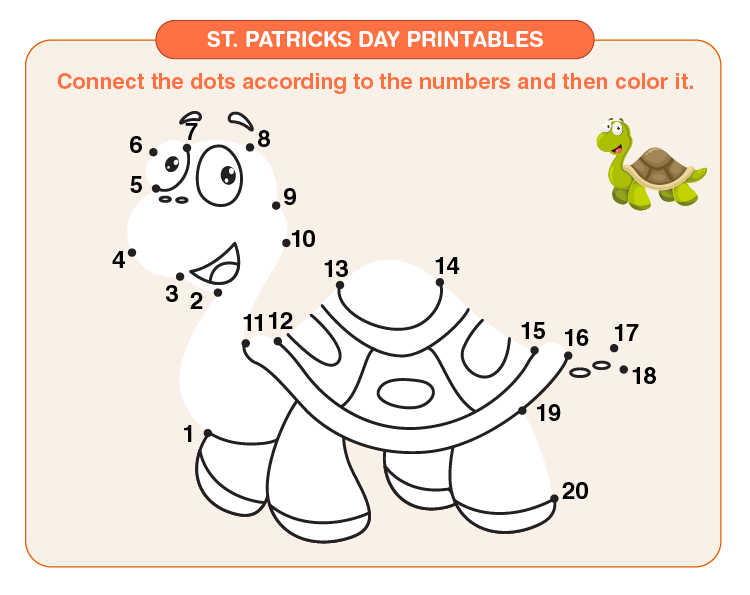 Connect the dots and color the image: St. Patrick's Day Activities for Kids