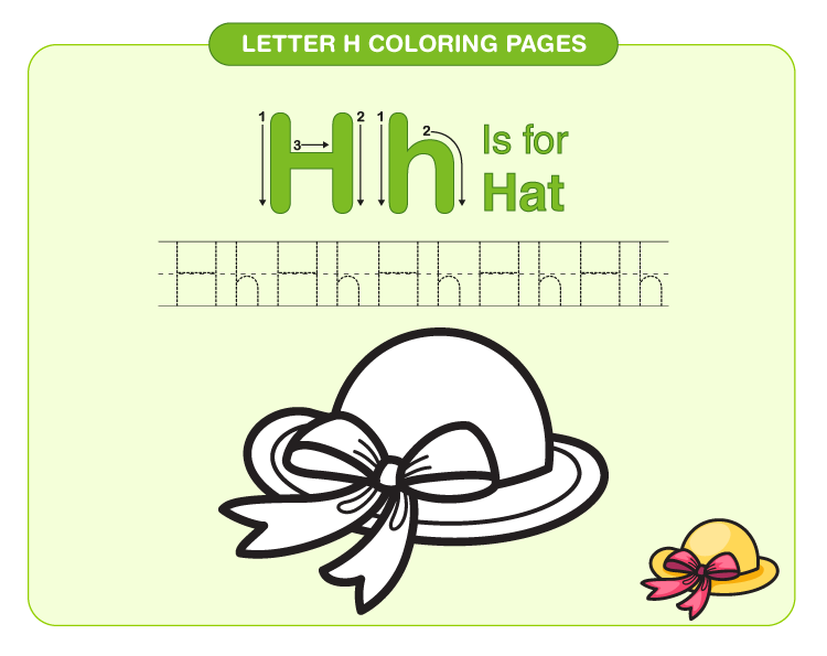 Color the Hat: Letter H coloring pages for kids