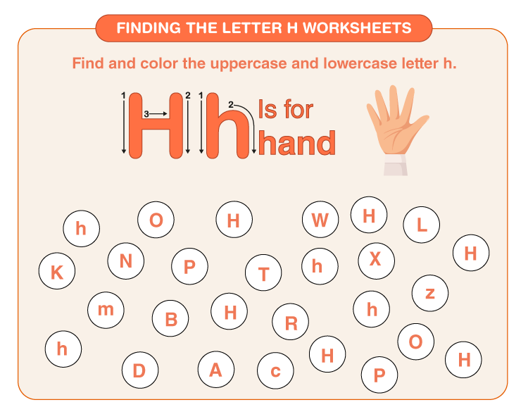Trace and color the letter H on the worksheet: Letter H tracing worksheets for kids 