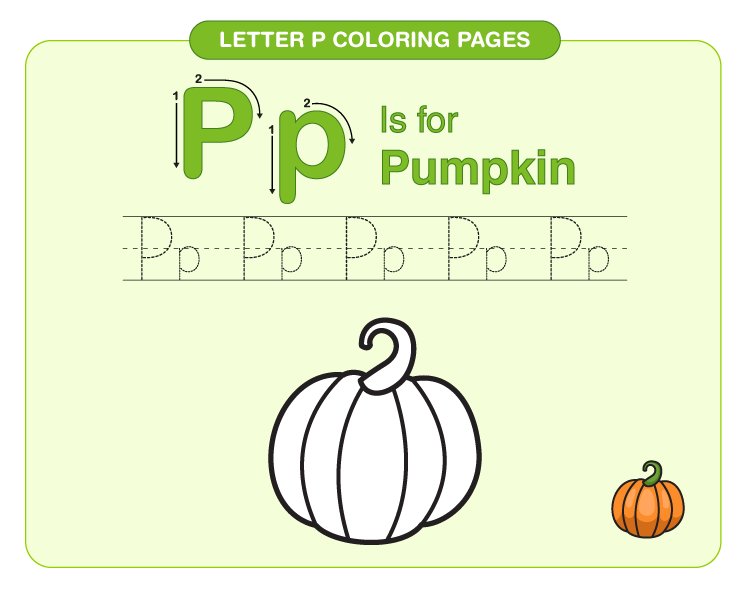 Color the pumpkin: Letter P coloring pages for kids