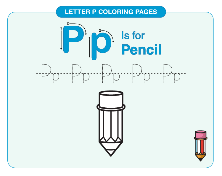 Color the pencil: Free letter P coloring pages for kids