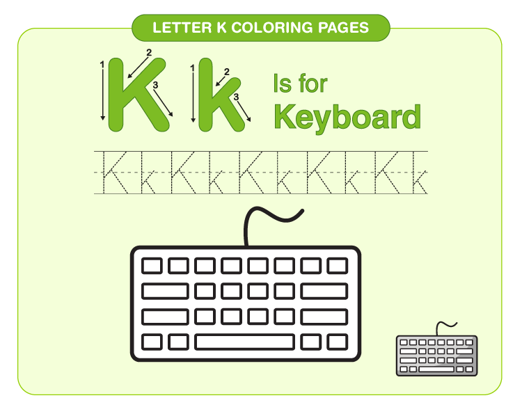 Color the keyboard: Coloring pages for the letter K