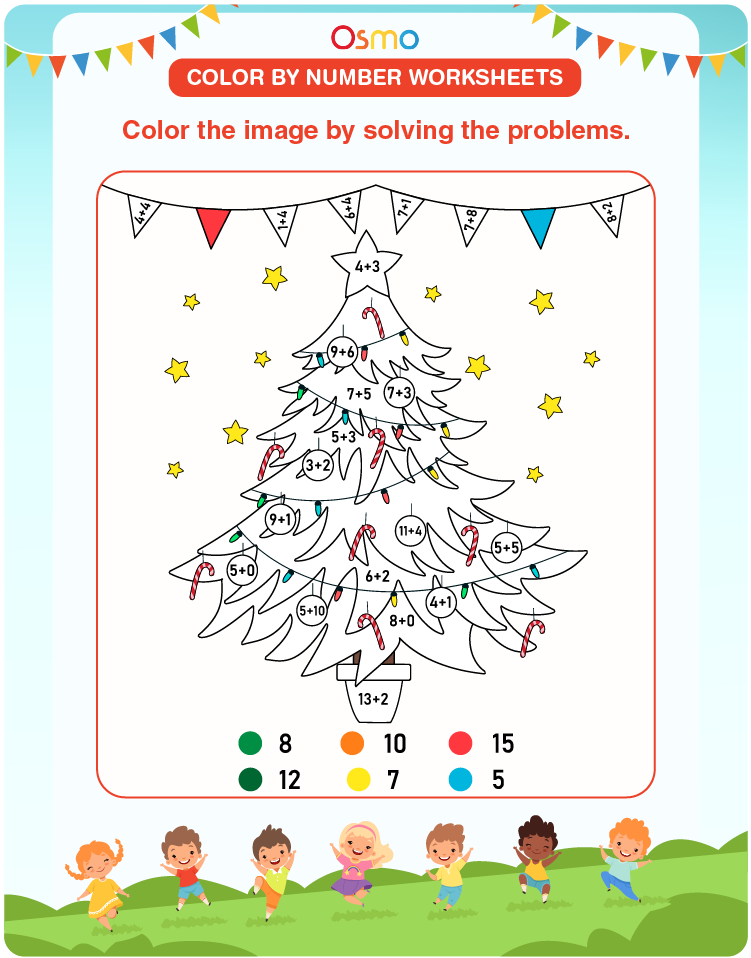 color by number addition worksheet