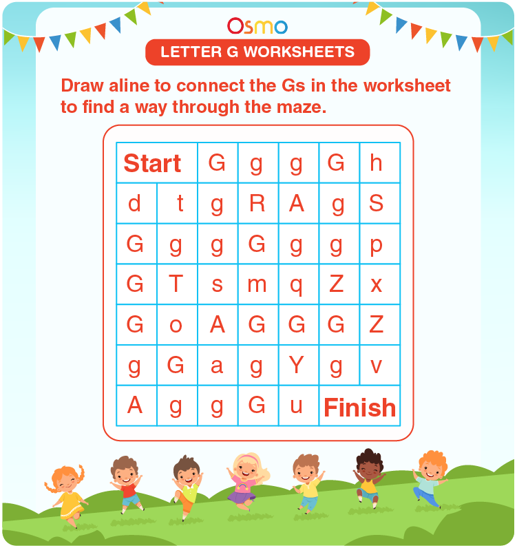 letter g maze worksheet