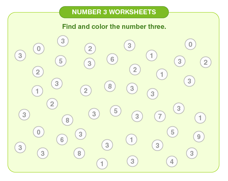 Find Number 3 Worksheet