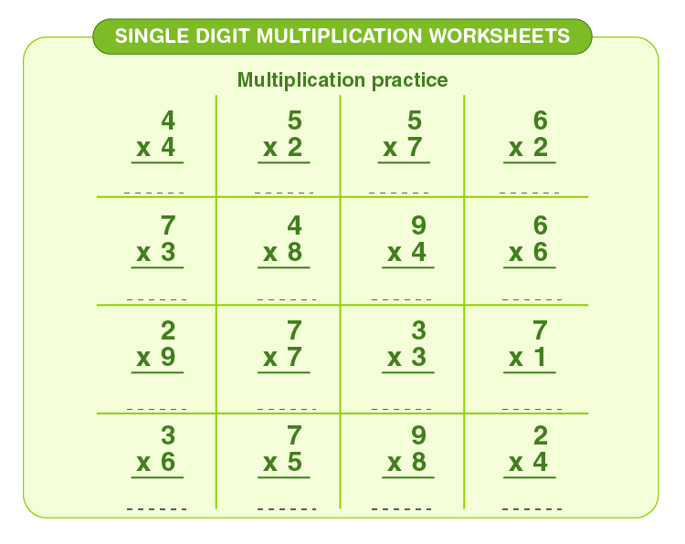 Practice multiplication problems: Multiplication printable math worksheets for kids