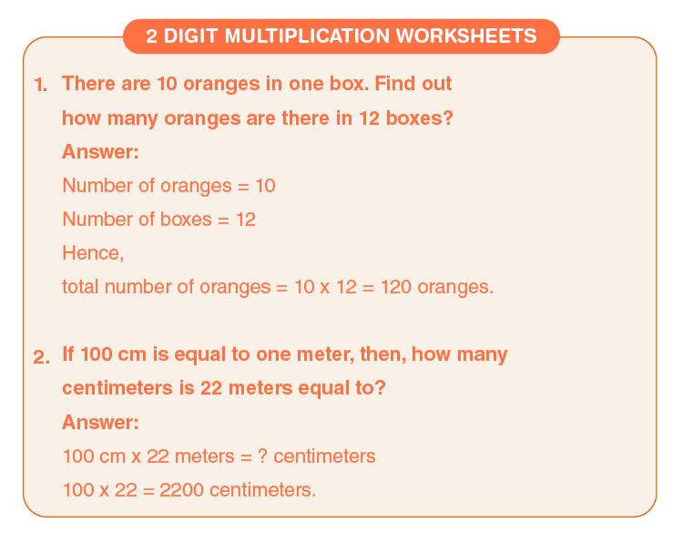 Practice word problems on multiplication: 2 digit by 2 digit multiplication worksheets for kids