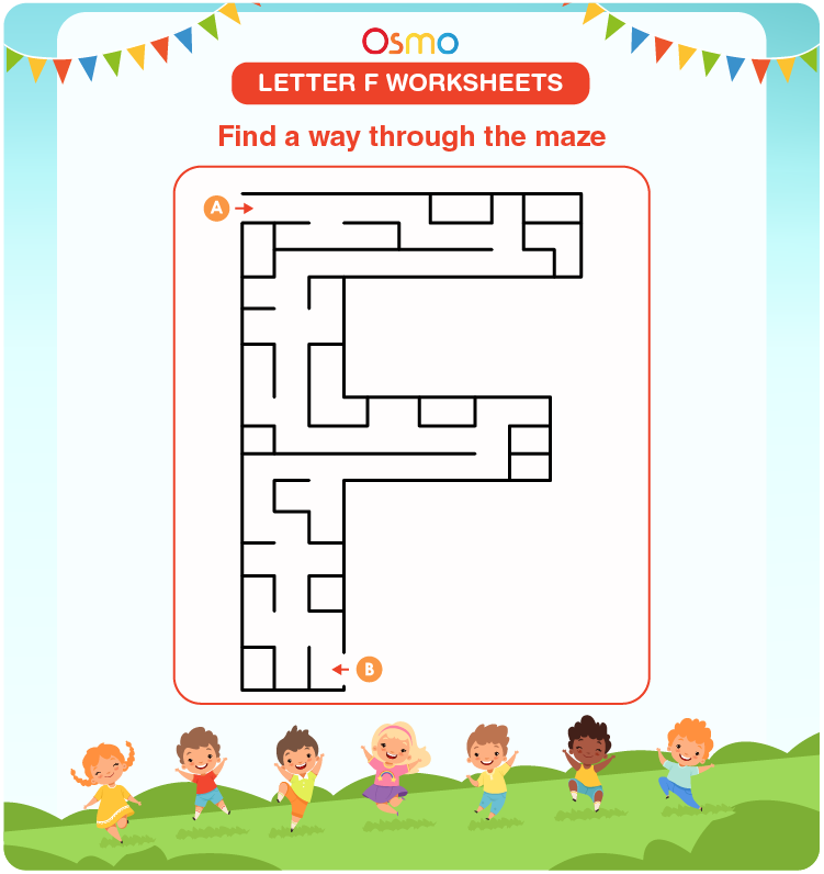 letter f maze worksheet