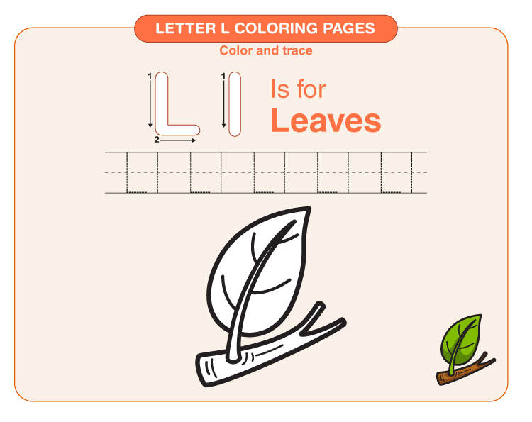 Color the leaves: Free letter L coloring pages for kids