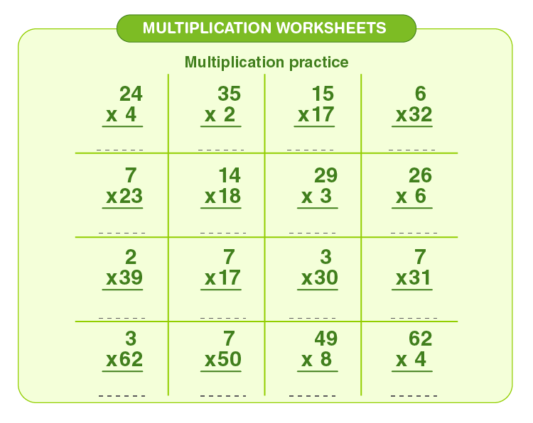 Practice multiplication problems on the worksheet: Grade 3 multiplication worksheets for kids
