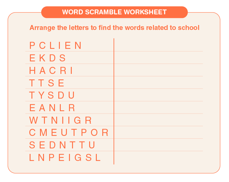 Word Scramble Worksheet | Download Free Printables For Kids