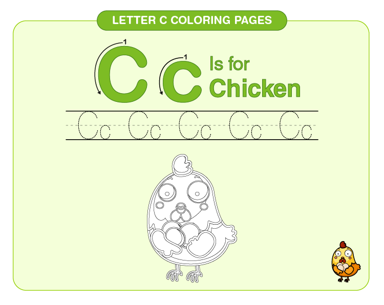 Color the Chicken: Free letter c coloring pages for kids