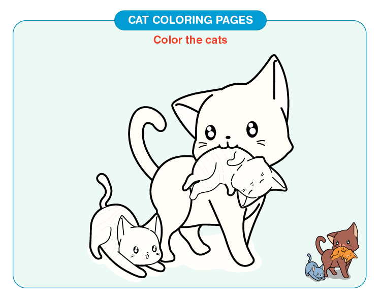 Color the group of cats: Free cat coloring pages for kids