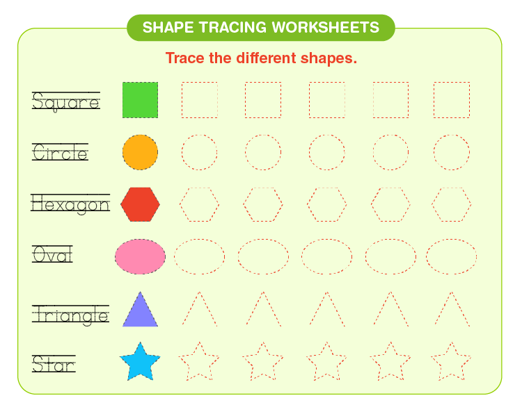 shape tracing worksheets