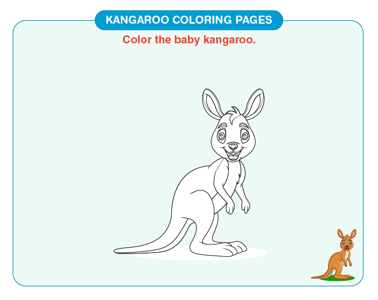 Color the baby kangaroo: Free kangaroo coloring pages for kids