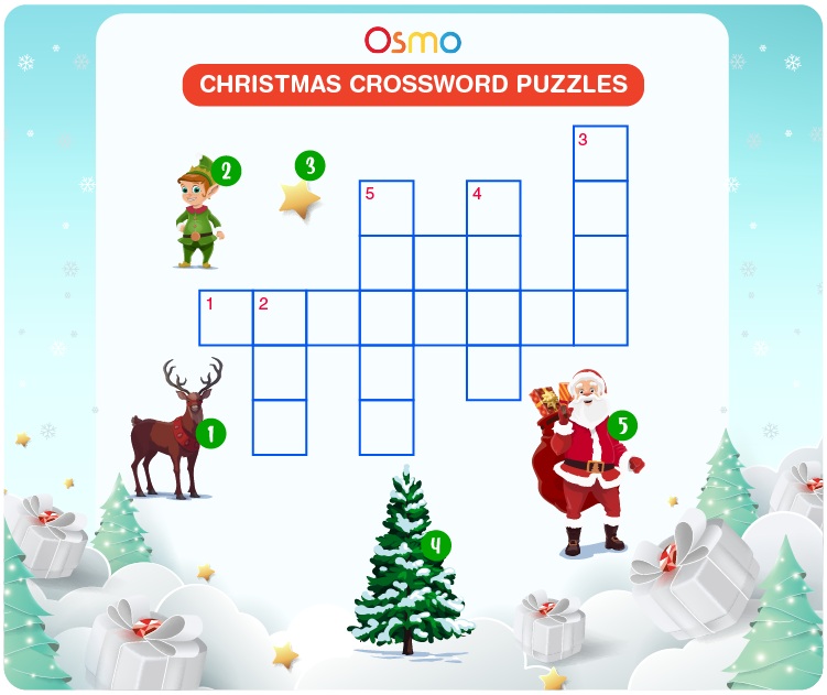 Christmas-themed crossword puzzle for preschool